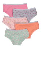 Womens Little Girls Set of 5 Floral Print Panties, Multi, Size 6X