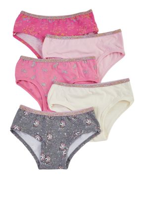 Womens Little Girls Set of 5 Unicorn Panties, Pink, Size 4