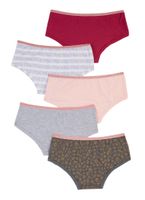 Womens Girls Set of 5 Leopard Print Panties, Multi, Size 10-12