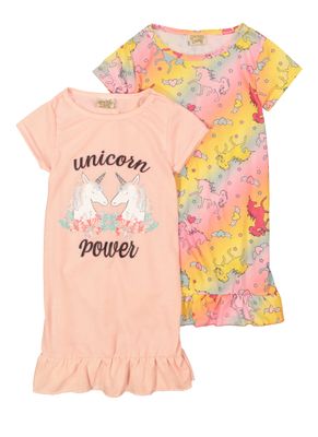 Girls 2 Pack Unicorn Power Nightgowns, Multi, Size 4