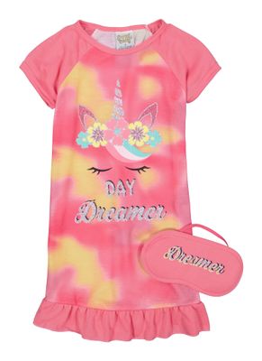 Girls Day Dreamer Nightgown with Sleep Mask, Pink, Size 4
