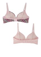 Womens Girls 2 Pack Leopard Print Bras, Multi, Size 34