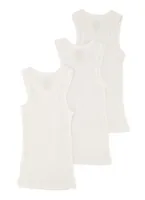 Toddler Boys 3 Pack Solid Tank Tops, White, Size 2T-3T