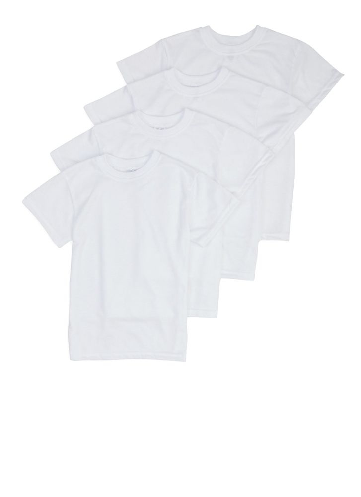 Boys 4 Pack Solid Tees, White, Size 4-6