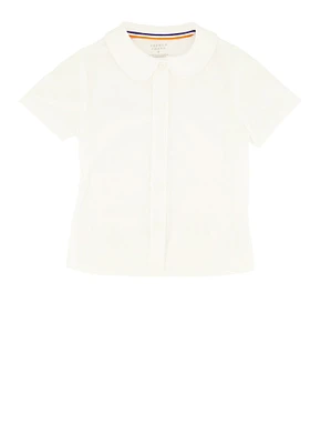 French Toast Girls 4-6x Peter Pan Collar Button Front Shirt, White,