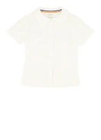 French Toast Girls 4-6x Peter Pan Collar Button Front Shirt, White,