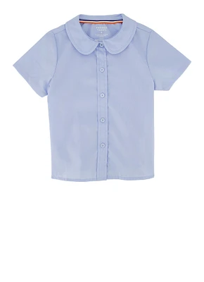 French Toast Girls 4-6x Peter Pan Collar Shirt, Blue, Size 6X