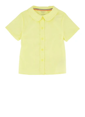French Toast Girls 4-6x Peter Pan Collar Button Down Shirt, Yellow, Size 6X
