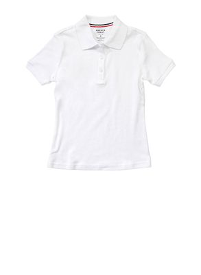 French Toast Girls 4-6x Short Sleeve Picot Collar Polo Shirt, White, Size XS