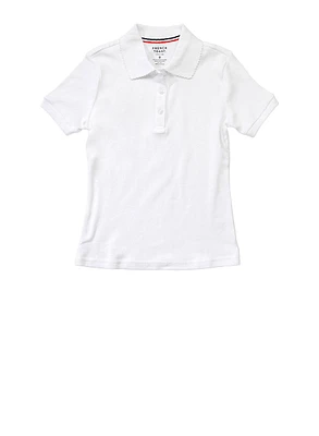 French Toast Girls 4-6x Short Sleeve Picot Collar Polo Shirt, White, Size XS