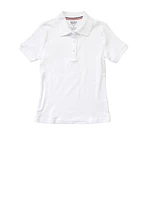 French Toast Girls 4-6x Short Sleeve Picot Collar Polo Shirt, White, Size XS