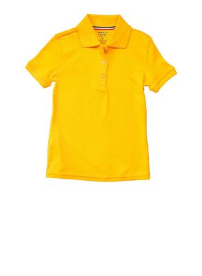 French Toast Girls 4-6x Short Sleeve Interlock Knit Polo Shirt, Yellow, Size XS