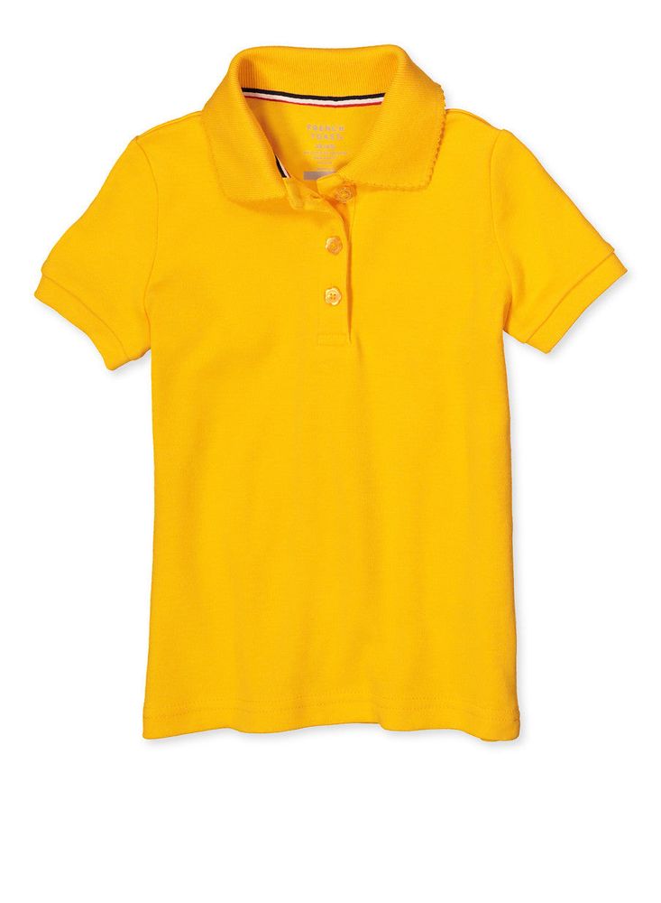 French Toast Girls 4-6x Short Sleeve Interlock Polo Shirt, Yellow, Size XS