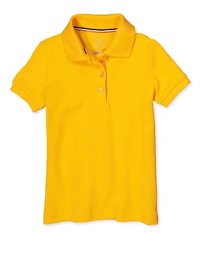 French Toast Girls 4-6x Short Sleeve Interlock Polo Shirt, Yellow, Size XS
