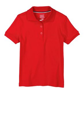 French Toast Girls 4-6x Picot Trim Short Sleeve Polo Shirt, Red, Size S