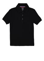 French Toast Girls 4-6x Interlock Knit Short Sleeve Polo Shirt, Black, Size XS