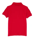 French Toast Girls 4-6x Picot Collar Short Sleeve Interlock Polo, Red, Size 6-6X