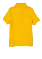 French Toast Girls 4-6x Solid Short Sleeve Interlock Polo Shirt, Yellow, Size 4-5
