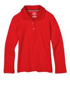 French Toast Girls 4-6x Interlock Long Sleeve Polo Shirt, Red, Size XS