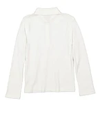 French Toast Girls 4-6x Long Sleeve Picot Collar Polo Shirt, White, Size 4-5
