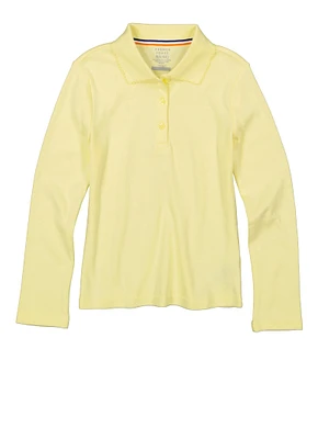 French Toast Girls 4-6x Interlock Long Sleeve Polo, Yellow, Size 6-6X