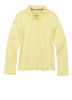French Toast Girls 4-6x Interlock Long Sleeve Polo, Yellow, Size 6-6X