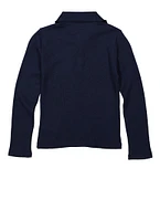 French Toast Girls 4-6x Picot Collar Interlock Long Sleeve Polo Shirt, Blue, Size 6-6X