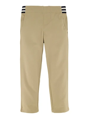 French Toast Girls 4-6x Striped Band Straight Leg Khaki Pants, Khaki,