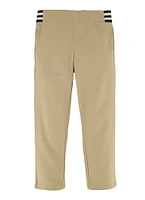 French Toast Girls 4-6x Striped Band Straight Leg Khaki Pants, Khaki,