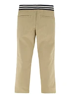 French Toast Girls 4-6x Striped Band Straight Leg Khaki Pants, Khaki, Size 6X