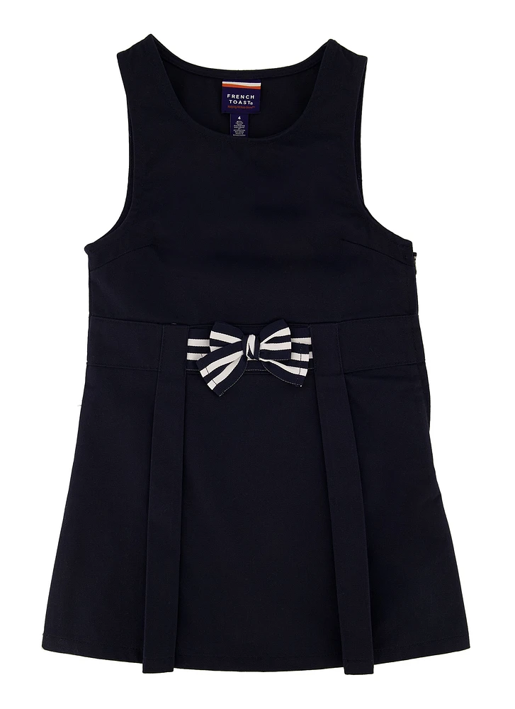 French Toast Girls 4-6x Bow Front Solid Jumper, Blue, Size 6X
