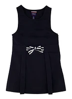 French Toast Girls 4-6x Bow Front Solid Jumper, Blue, Size 6X