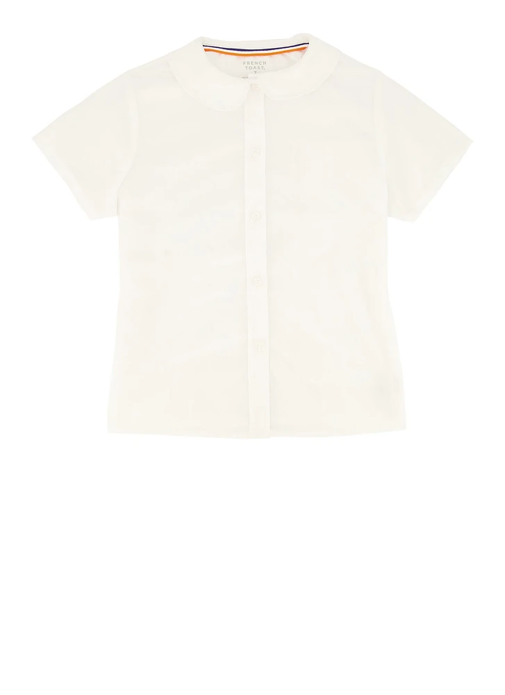 French Toast Girls 7-14 Solid Peter Pan Collar Shirt, White, Size 8