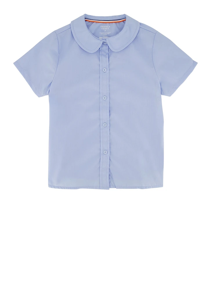 French Toast Girls 7-14 Peter Pan Collar Shirt, Blue, Size 14