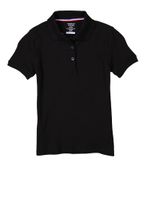 French Toast Girls 7-16 Picot Collar Polo Shirt, Black, Size 14-16