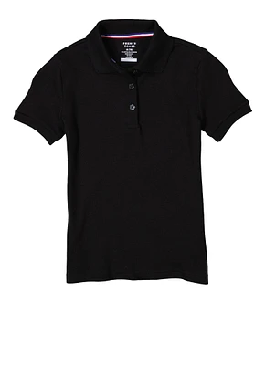 French Toast Girls 7-16 Picot Collar Polo Shirt, Black, Size 7-8