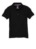 French Toast Girls 7-16 Picot Collar Polo Shirt, Black, Size 7-8