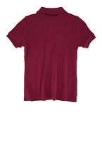 French Toast Girls 7-16 Interlock Knit Short Sleeve Polo Shirt, Burgundy, Size 14-16
