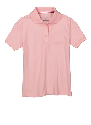 French Toast Girls 7-16 Scalloped Collar Polo Shirt, Pink, Size 14-16