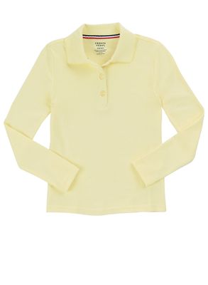 French Toast Girls 7-14 Picot Collar Long Sleeve Polo Shirt, Yellow,