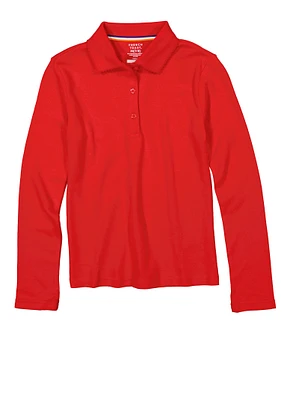 French Toast Girls 7-16 Long Sleeve Polo Shirt, Red, Size 14-16