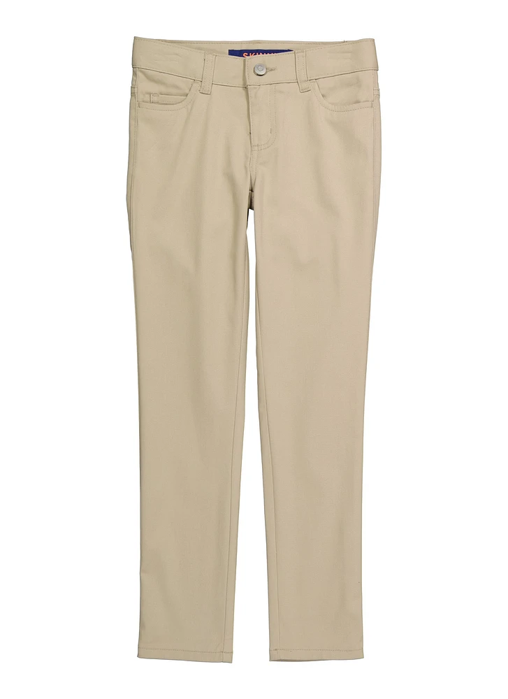 French Toast Girls 7-16 5 Pocket Skinny Pants, Khaki,