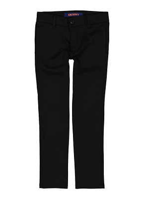 French Toast Girls School Uniform Twill Skinny Leg Pants Size 7-14, Black, Size 10