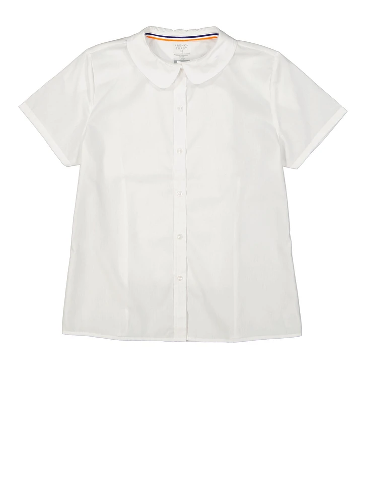 French Toast Girls 16-20 Peter Pan Collar Shirt, White, Size 18