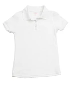 French Toast Girls 16-20 Short Sleeve Picot Collar Polo Shirt, White, Size 16