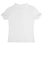 French Toast Girls 16-20 Short Sleeve Picot Collar Polo Shirt, White, Size 16