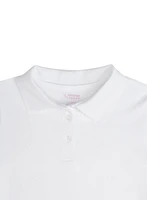 French Toast Girls 16-20 Short Sleeve Picot Collar Polo Shirt, White, Size 16