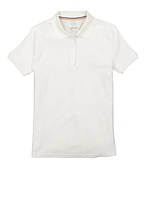 French Toast Girls 18-20 Short Sleeve Picot Collar Polo Shirt, White, Size 18-20