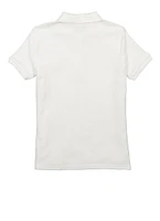 French Toast Girls 18-20 Short Sleeve Picot Collar Polo Shirt, White, Size 18-20