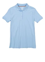 French Toast Girls 18-20 Short Sleeve Interlock Polo Shirt, Blue, Size 18-20H